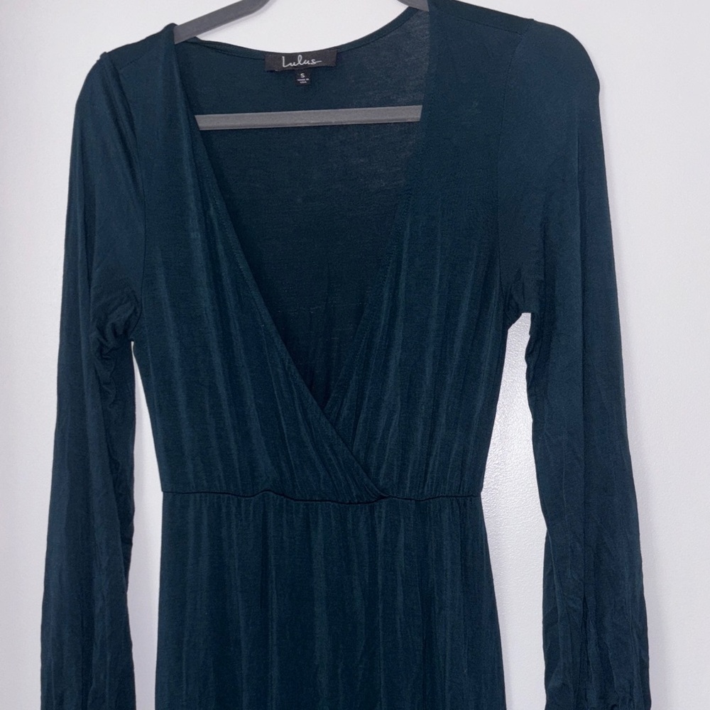 Lulu's dark green Size S Long Sleeve Dress - Picture 3 of 5